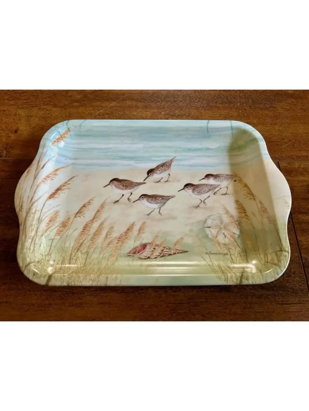 Decorative Serving Tray with Shorebirds and Seaside Scene Made in Italy